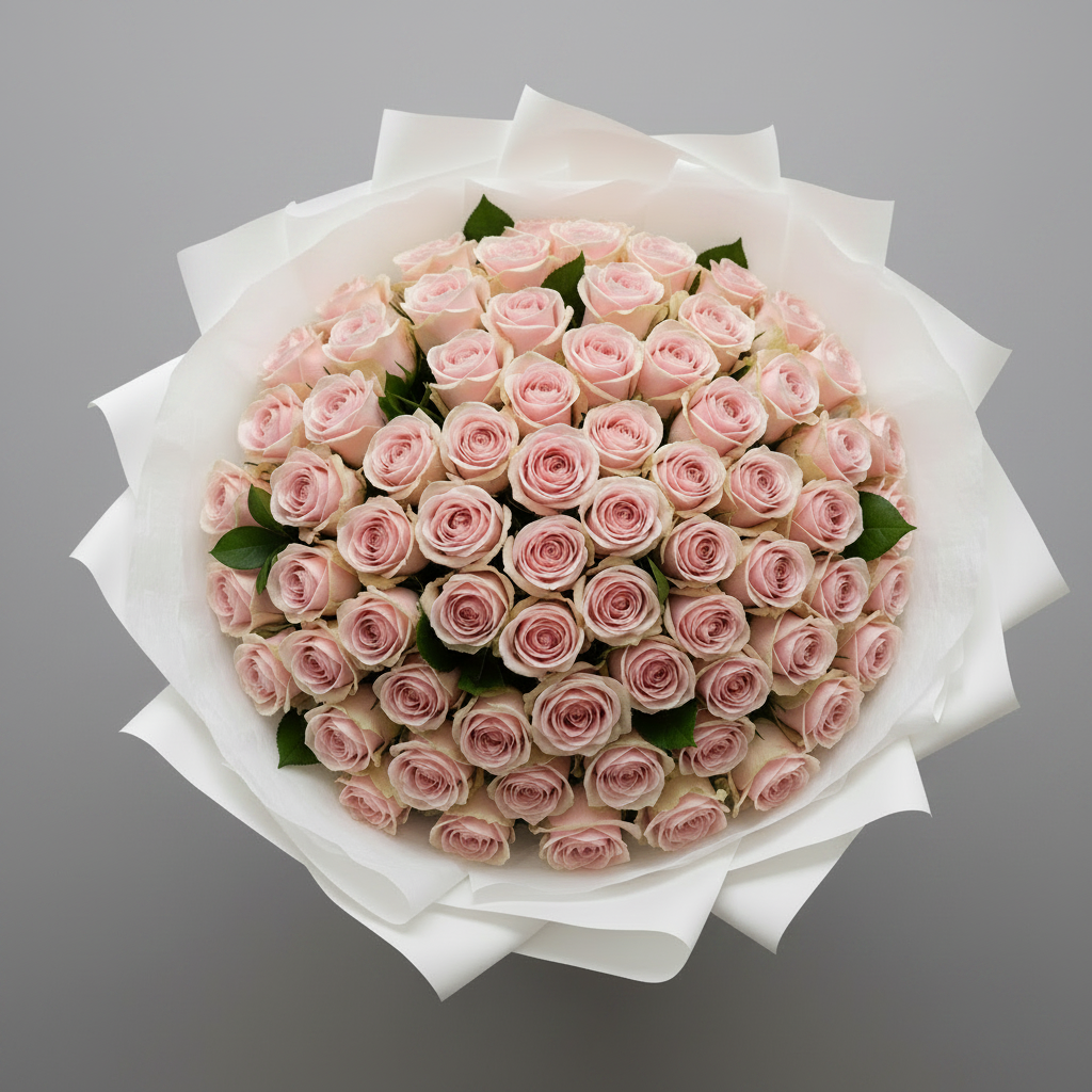 Bouquet di 99 Rose Ocean Song Lilla - sfondo grigio