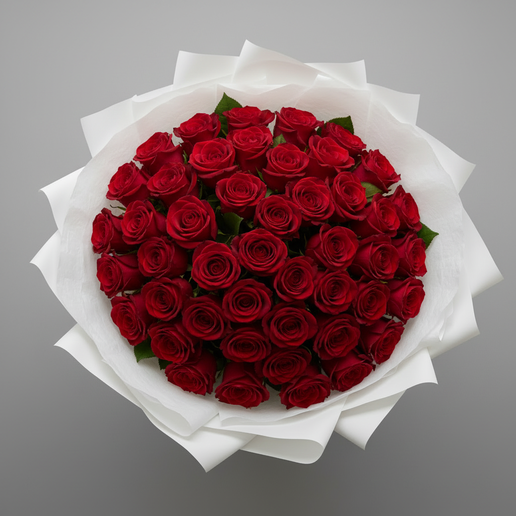Bouquet di 99 Rose Freedom Rosse - sfondo grigio